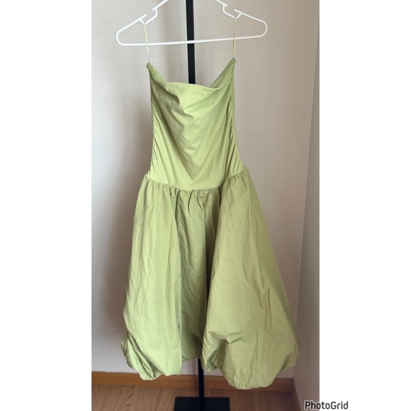 Anthropologie Mare Mare Strapless Drop Waist Bubble Midi Dress Green Large NEW - Picture 4 of 4